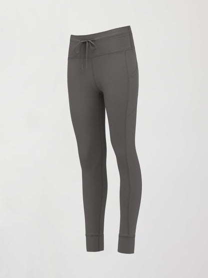Carbon38 High Rise Pocket Legging in Ribbed Melt - Steel Grey