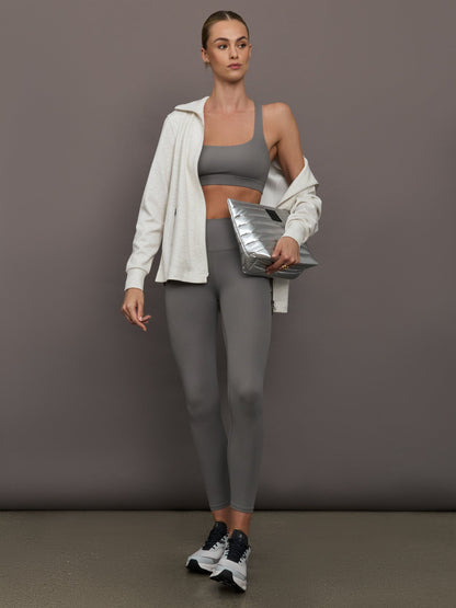 Carbon38 Racerback Bra in Ribbed Melt - Steel Grey