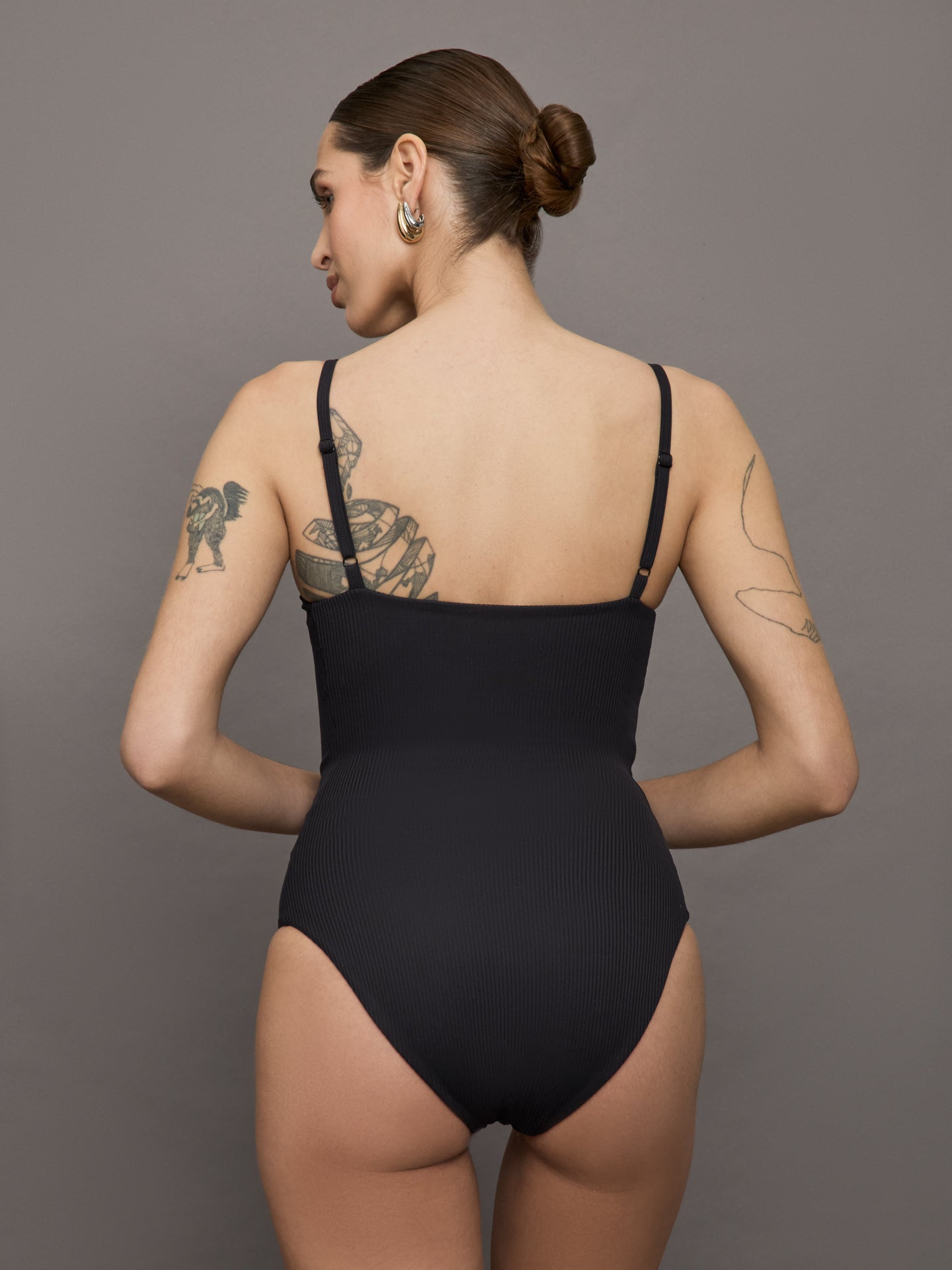 Carbon38 Bodysuit in Ribbed Melt - Black