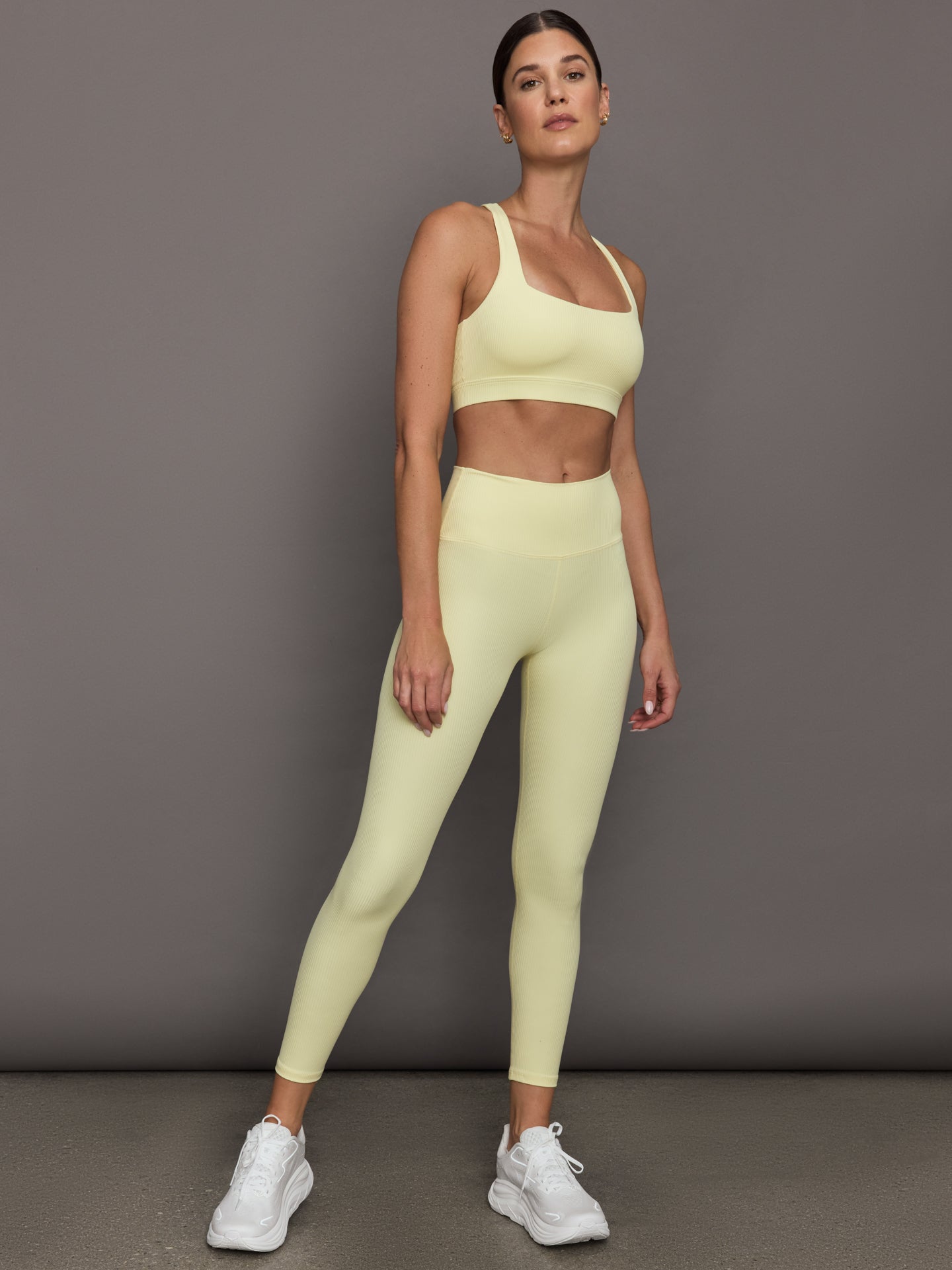 Carbon38 Racerback Bra in Ribbed Melt - Pastel Yellow