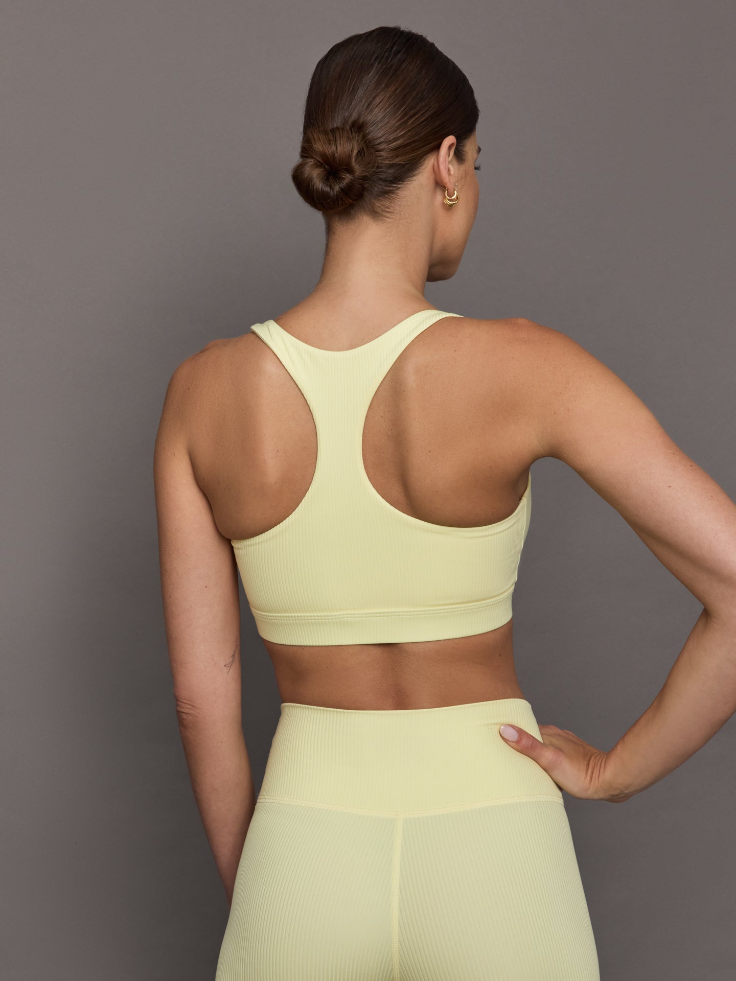 Carbon38 Racerback Bra in Ribbed Melt - Pastel Yellow