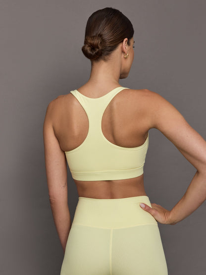 Carbon38 Racerback Bra in Ribbed Melt - Pastel Yellow