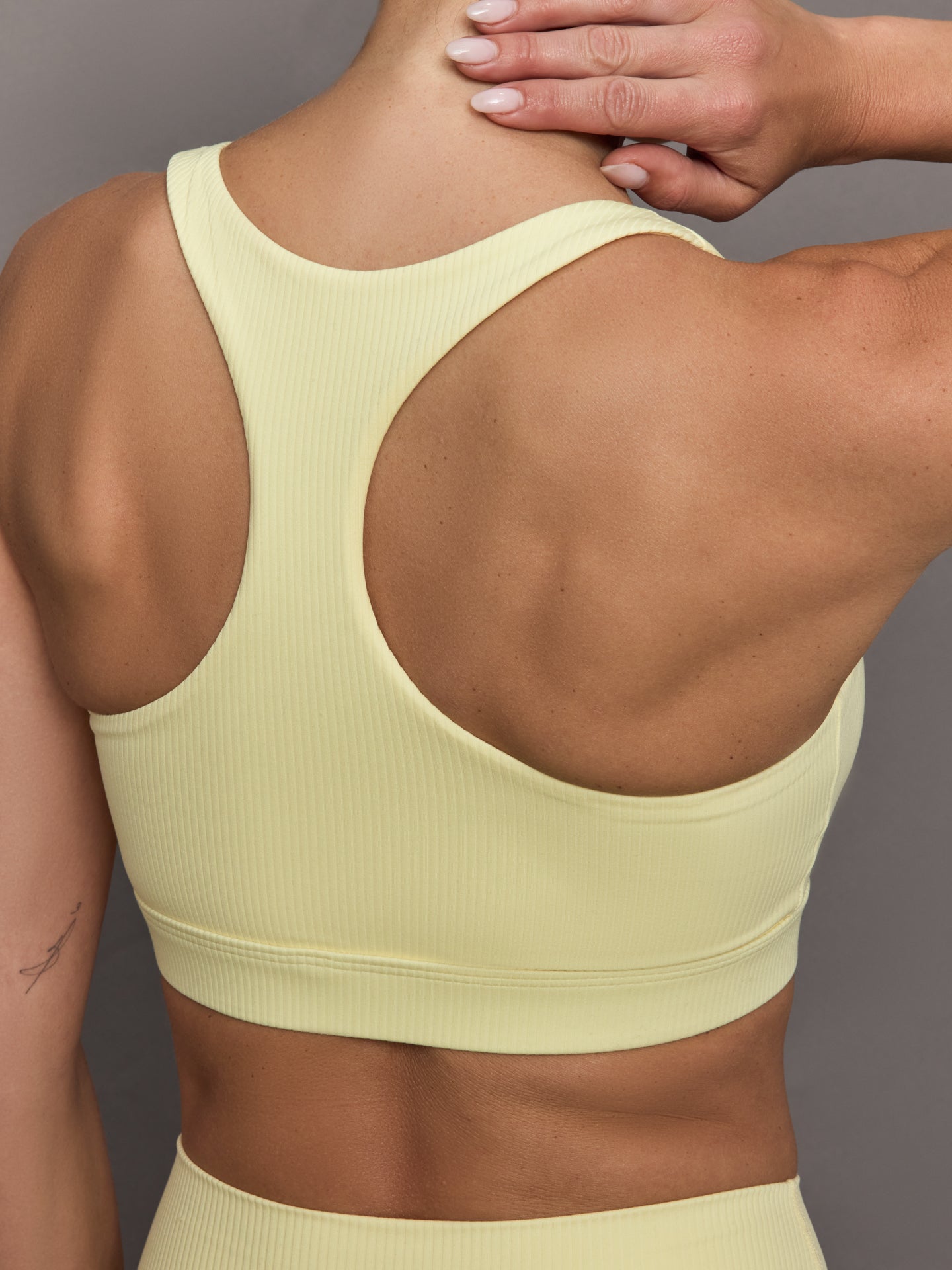 Carbon38 Racerback Bra in Ribbed Melt - Pastel Yellow