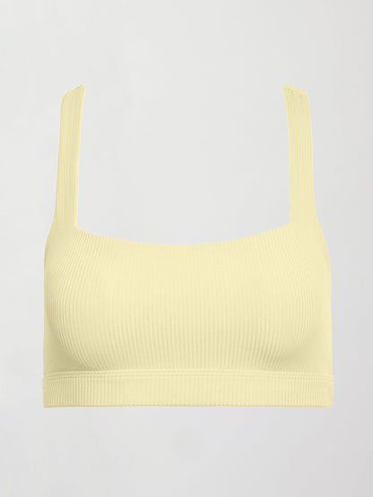 Carbon38 Racerback Bra in Ribbed Melt - Pastel Yellow