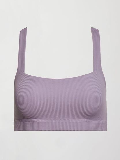 Carbon38 Racerback Bra in Ribbed Melt - Lavender Grey