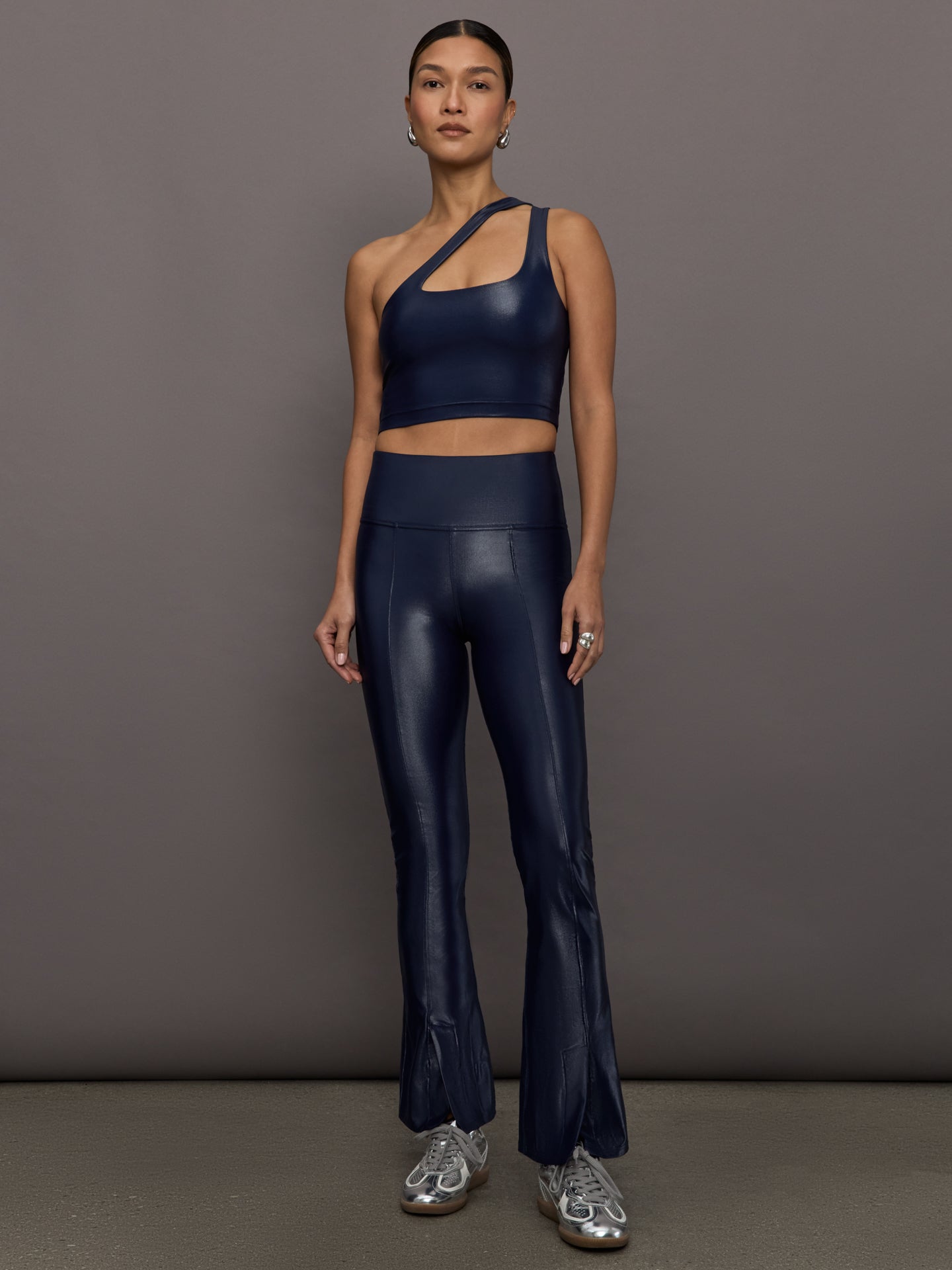 Carbon38 One Shoulder Bra Top in Takara Shine - Navy Blazer