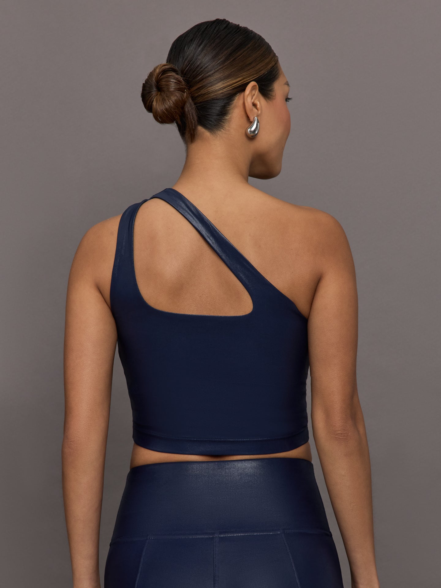 Carbon38 One Shoulder Bra Top in Takara Shine - Navy Blazer