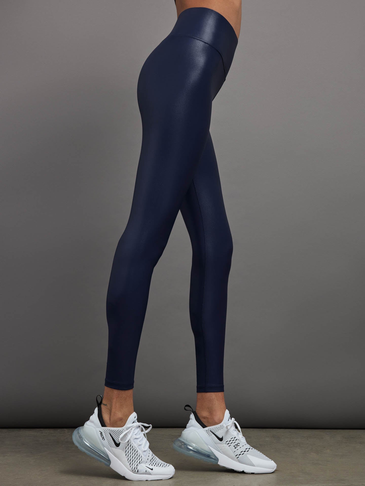 Carbon38 High Rise Full-Length Legging in Takara Shine - Navy Blazer