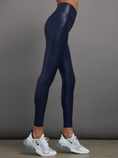 Carbon38 High Rise Full-Length Legging in Takara Shine - Navy Blazer