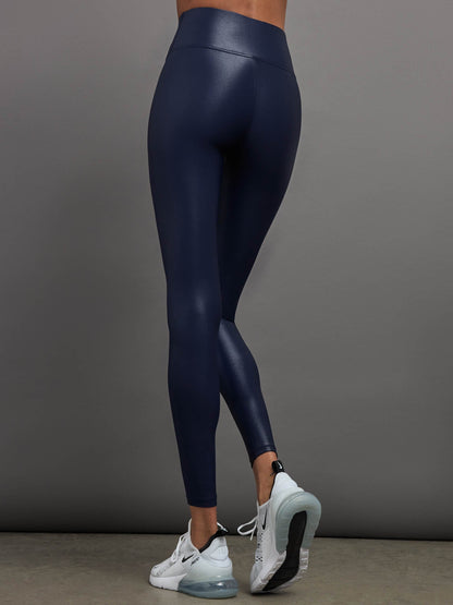 Carbon38 High Rise Full-Length Legging in Takara Shine - Navy Blazer