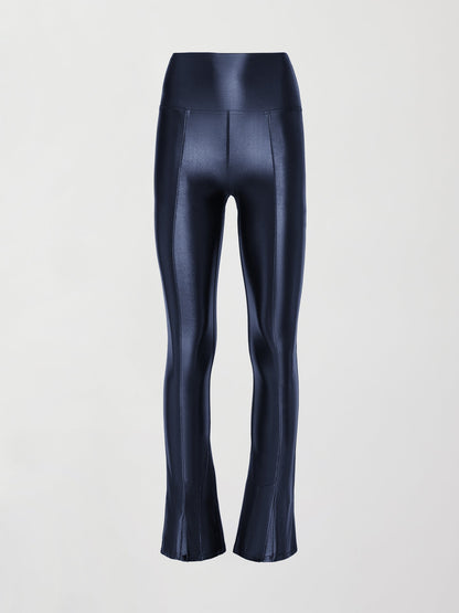 Carbon38 High Rise Flare Legging In Takara Shine - Navy Blazer