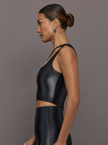 Carbon38 One Shoulder Bra Top in Takara Shine - Black