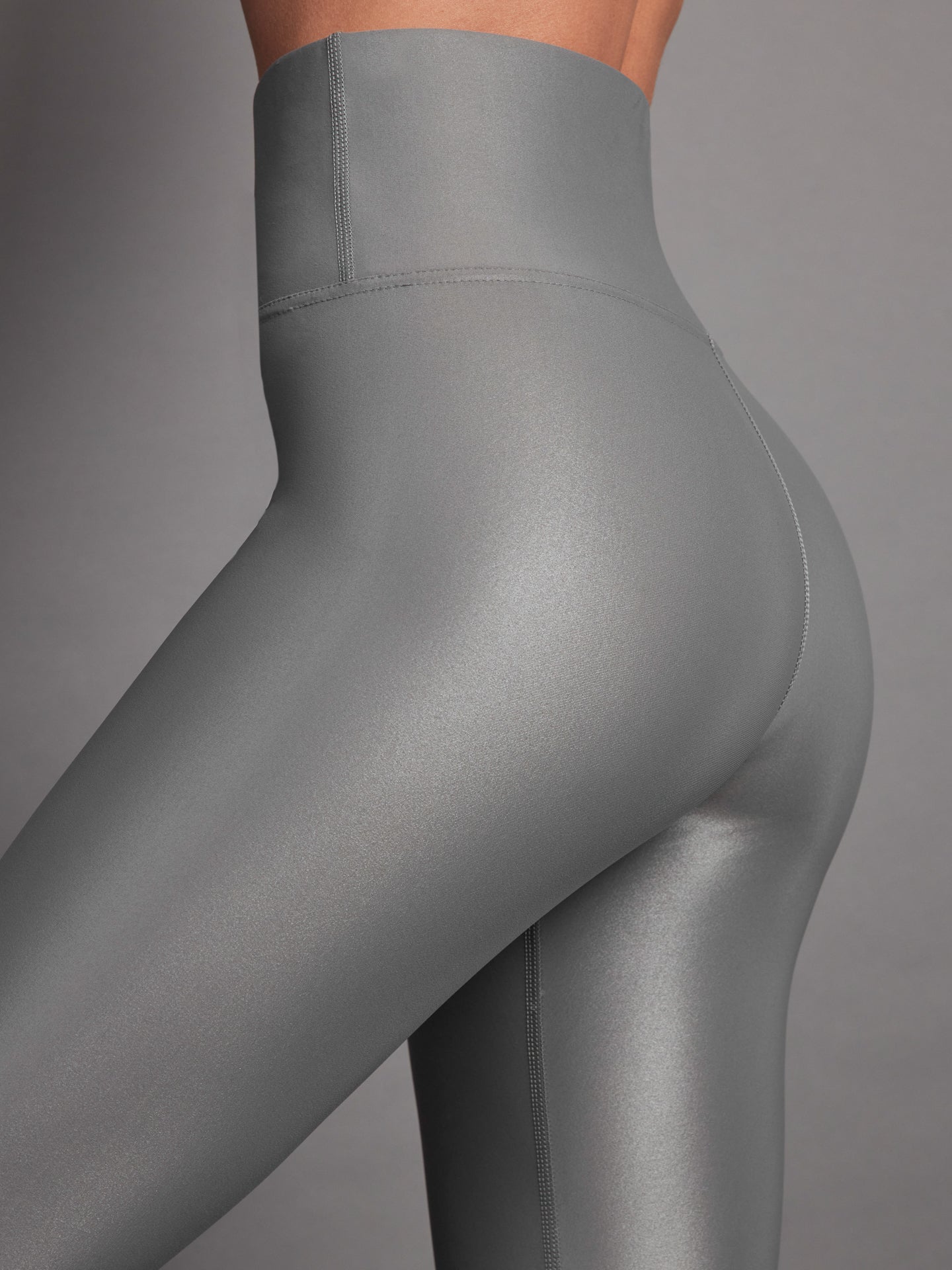 Carbon38 High Rise Full-Length Legging in Takara Shine - Steel Grey