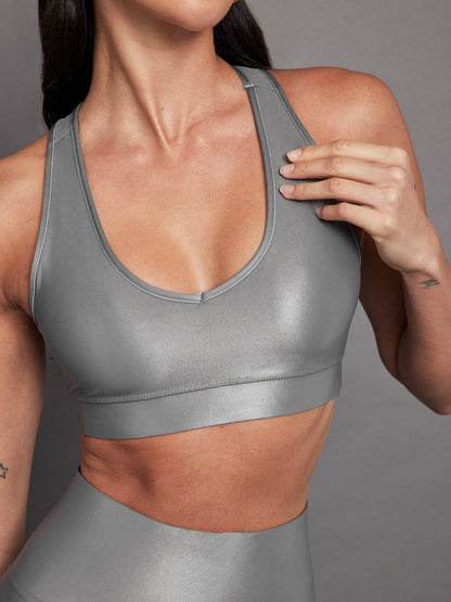 Carbon38 Action Bra 2.0 in Takara Shine - Steel Grey