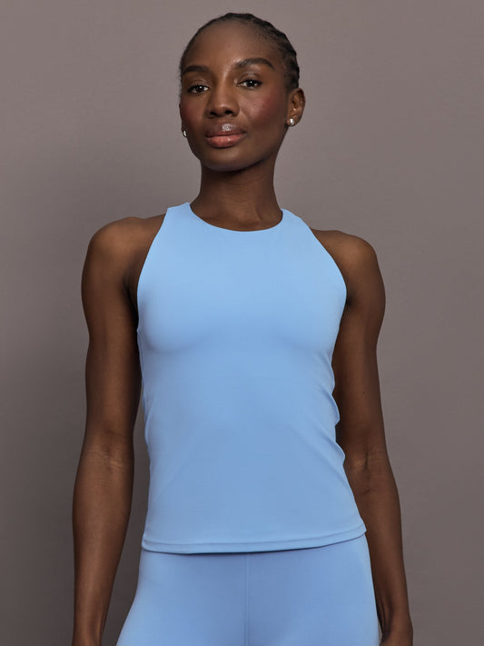 Carbon38 Racer High Neck Active Tank in Diamond Compression - Serenity