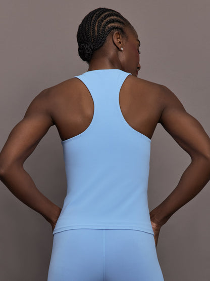 Carbon38 Racer High Neck Active Tank in Diamond Compression - Serenity