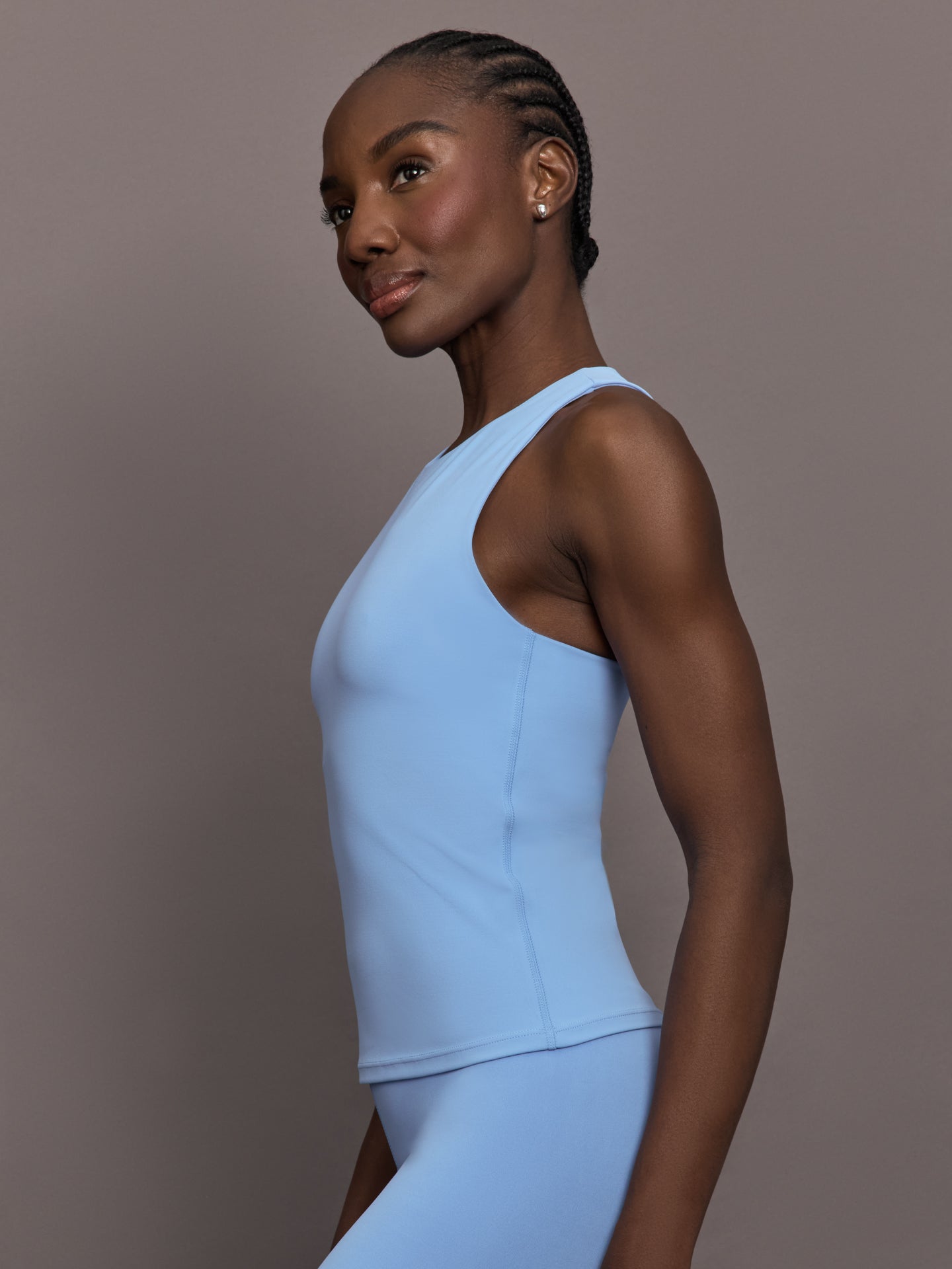 Carbon38 Racer High Neck Active Tank in Diamond Compression - Serenity