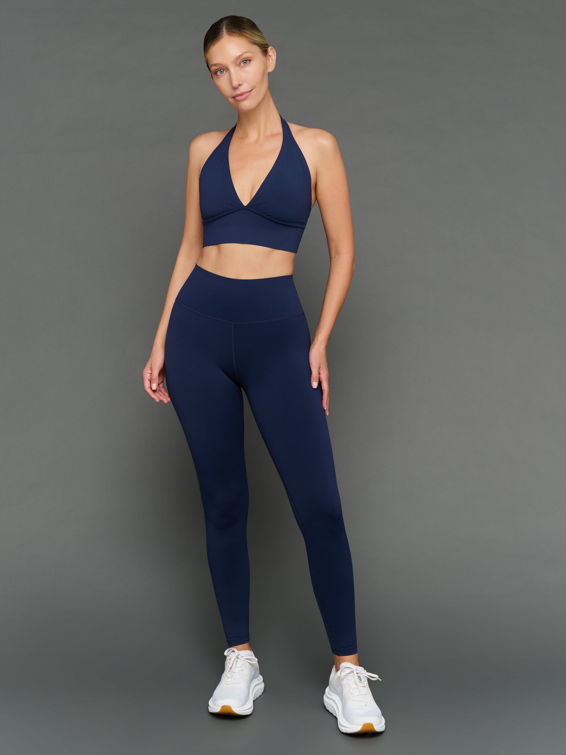 Carbon38 Halter Bra in Diamond Compression - Navy Blazer