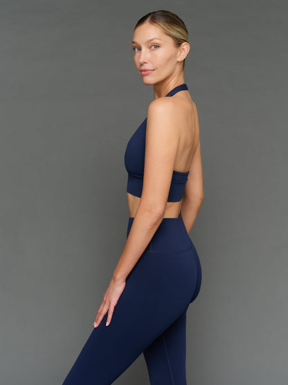 Carbon38 Halter Bra in Diamond Compression - Navy Blazer
