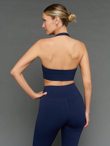 Carbon38 Halter Bra in Diamond Compression - Navy Blazer