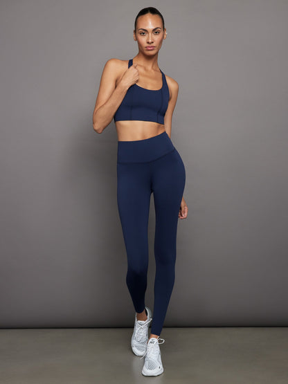 Carbon38 High Rise Full-Length Legging in Diamond Compression - Navy Blazer