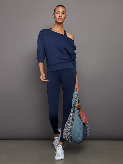 Carbon38 High Rise Full-Length Legging in Diamond Compression - Navy Blazer
