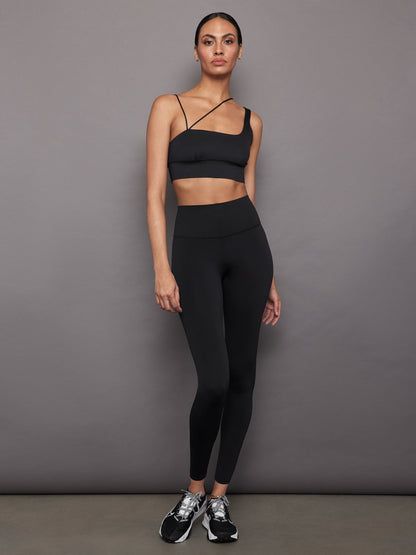 Carbon38 Asymmetrical Strappy Bra in Diamond Compression - Black