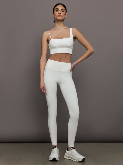 Carbon38 Asymmetrical Strappy Bra in Diamond Compression - Cloud Dancer