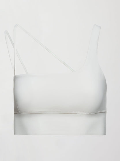 Carbon38 Asymmetrical Strappy Bra in Diamond Compression - Cloud Dancer