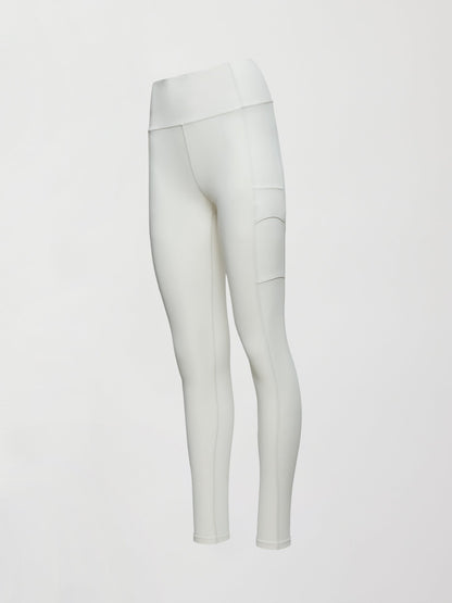 Carbon38 High Rise Sport Pocket Legging in Diamond Compression - Cloud Dancer