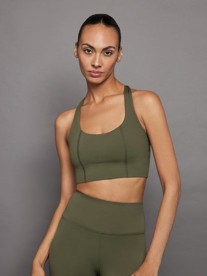 Carbon38 T Back Bra in Diamond Compression - Olive