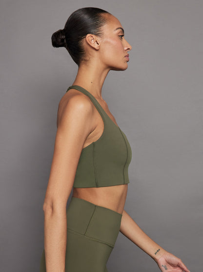 Carbon38 T Back Bra in Diamond Compression - Olive