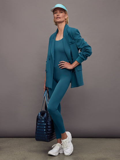 Carbon38 Strappy Jumpsuit in Diamond Compression - Deep Lagoon