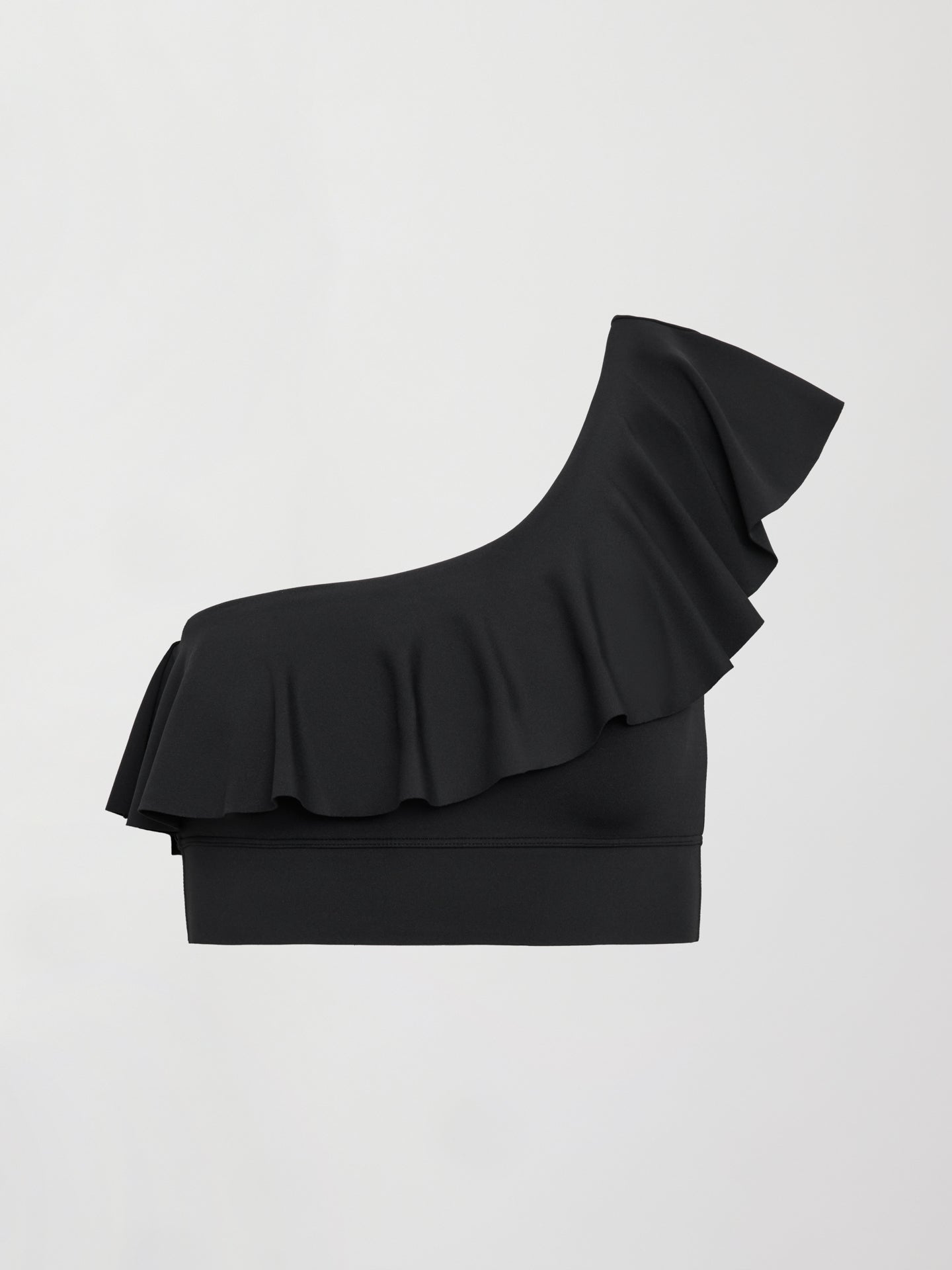 Carbon38 Ruffle One Shoulder Bra in Diamond Compression - Black