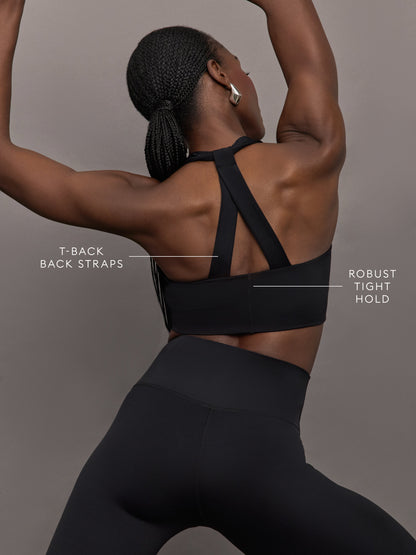 Carbon38 T Back Bra In Diamond Compression - Black