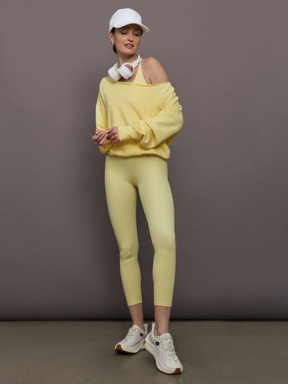 Carbon38 Off Shoulder Sweatshirt in French Terry - Banana