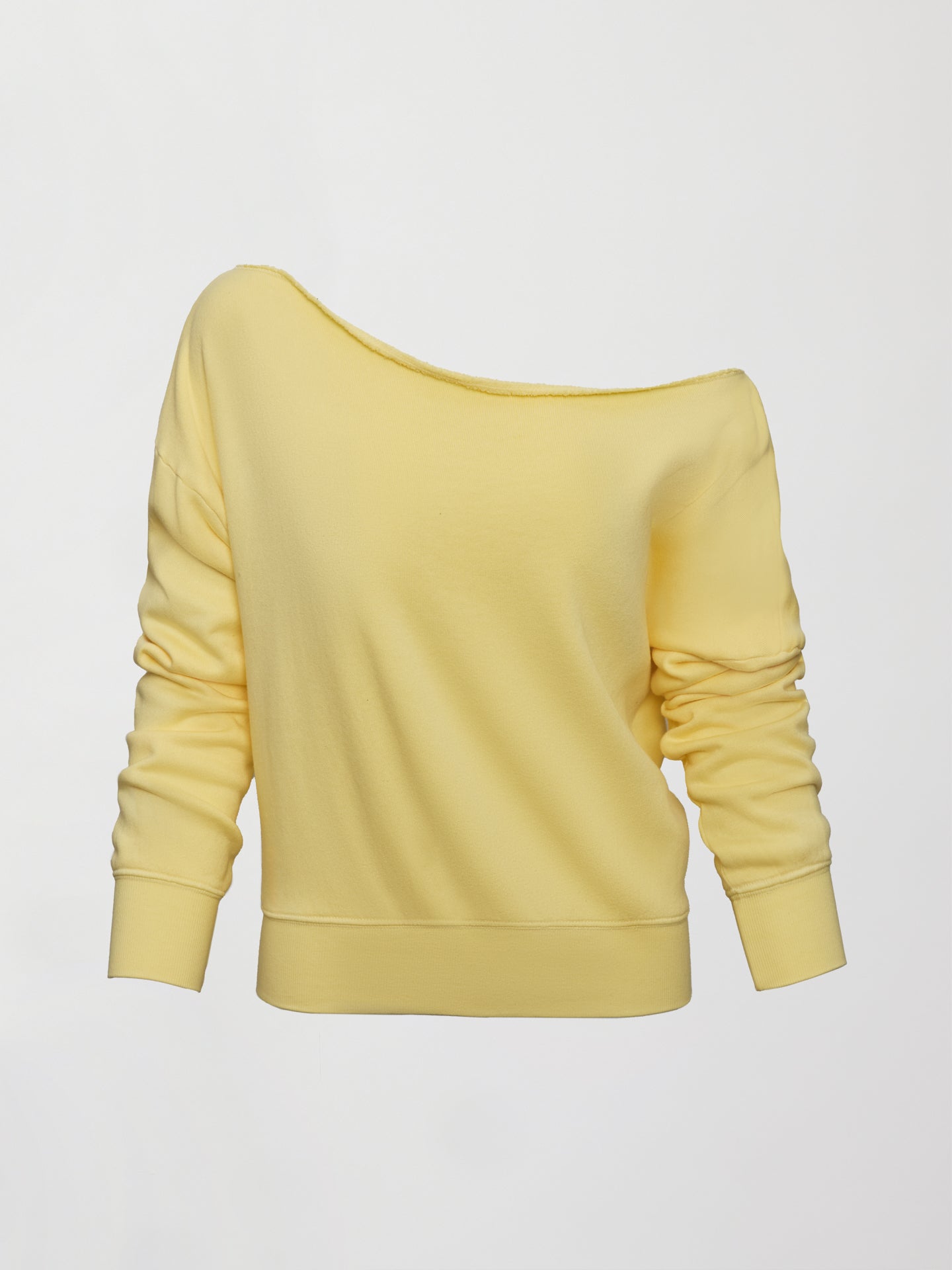 Carbon38 Off Shoulder Sweatshirt in French Terry - Banana