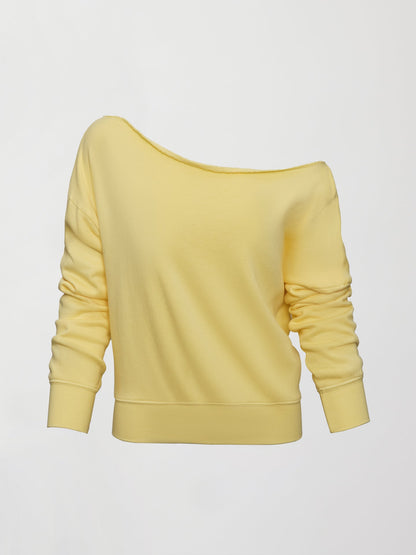 Carbon38 Off Shoulder Sweatshirt in French Terry - Banana