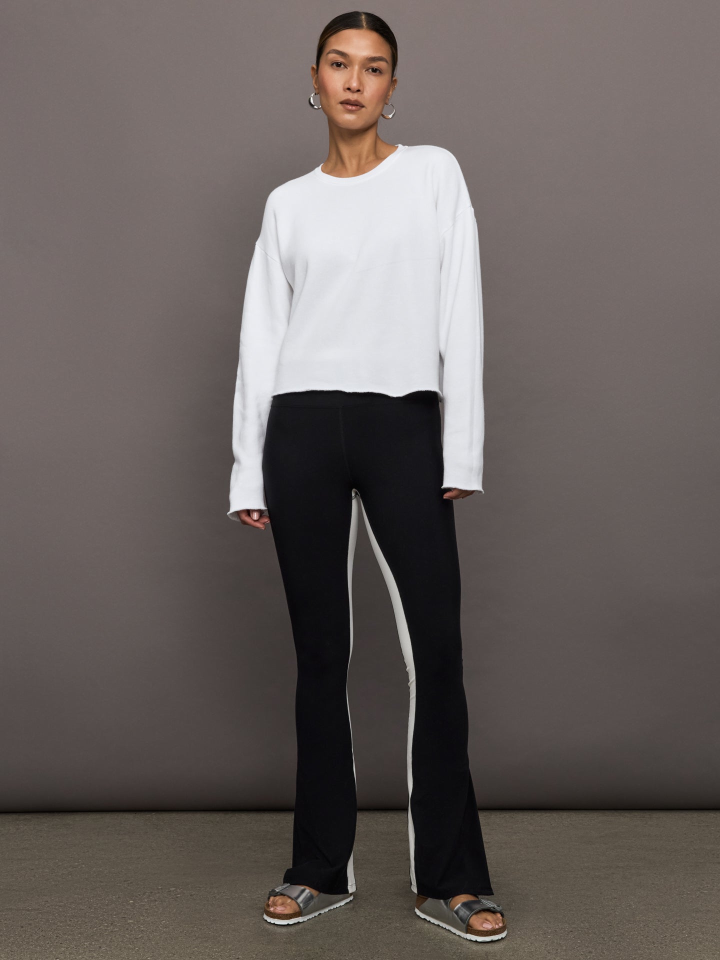 Carbon38 Crew Neck Sweatshirt in French Terry - White