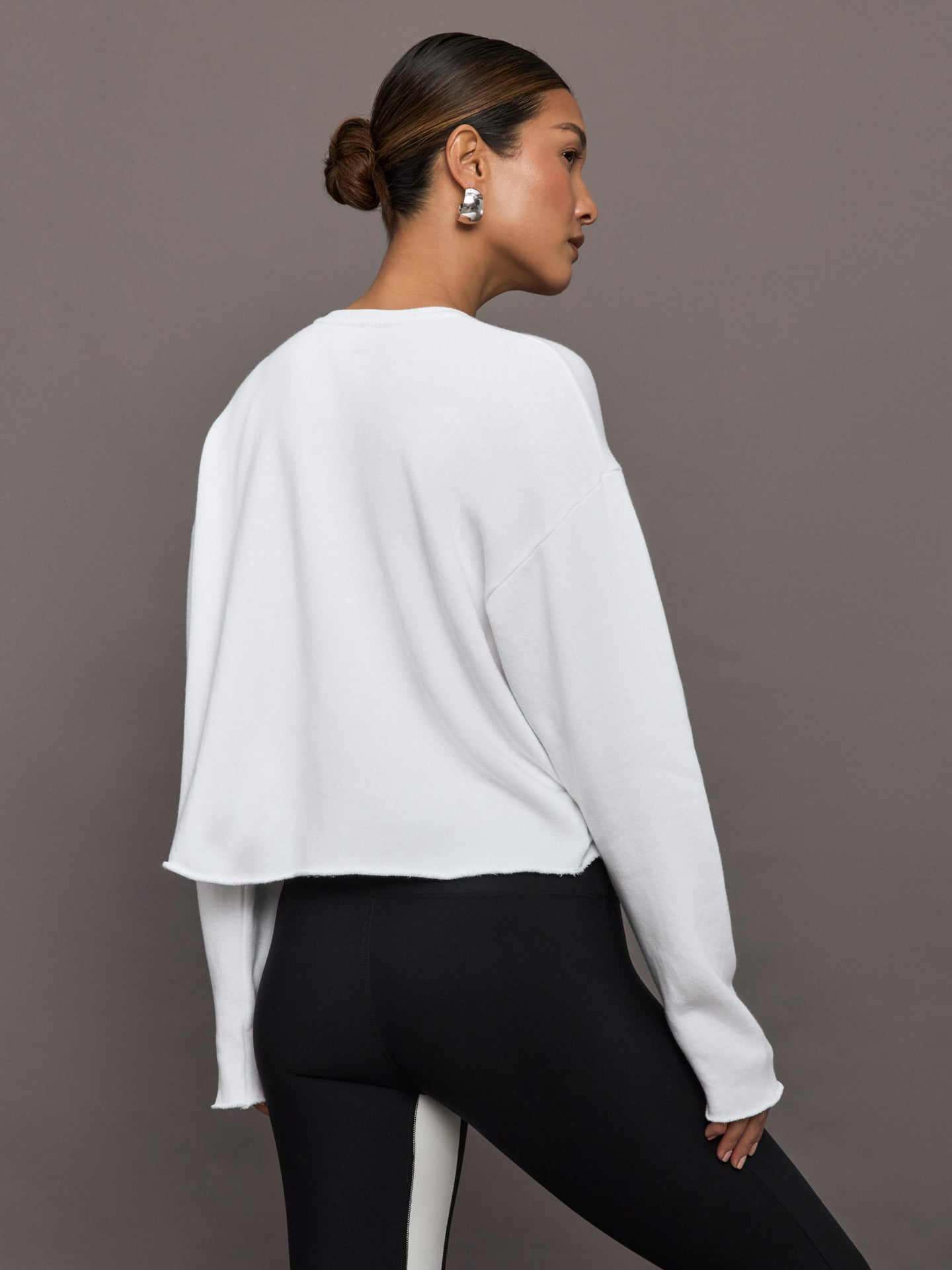Carbon38 Crew Neck Sweatshirt in French Terry - White