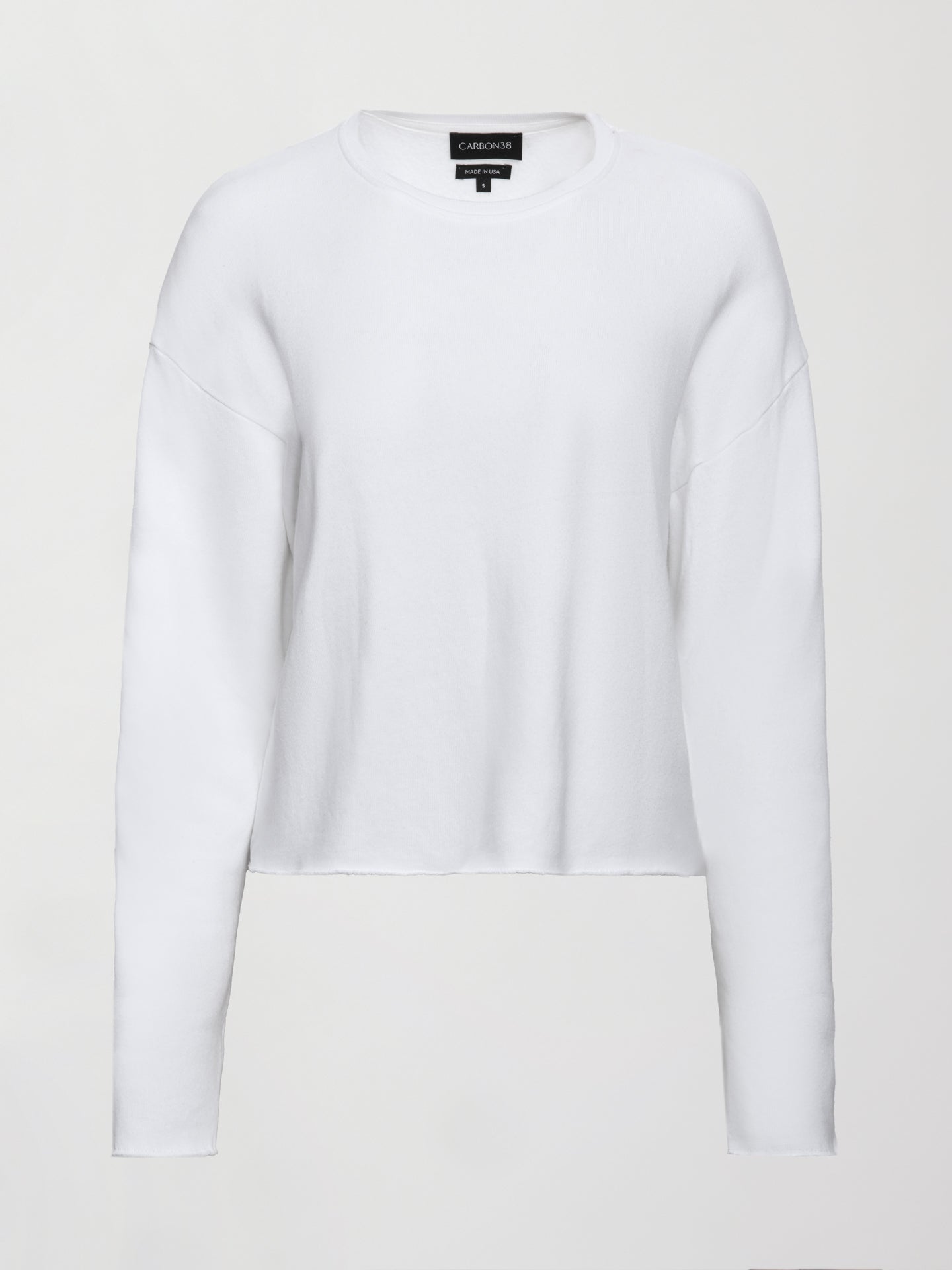 Carbon38 Crew Neck Sweatshirt in French Terry - White