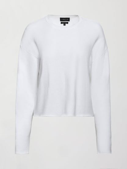 Carbon38 Crew Neck Sweatshirt in French Terry - White