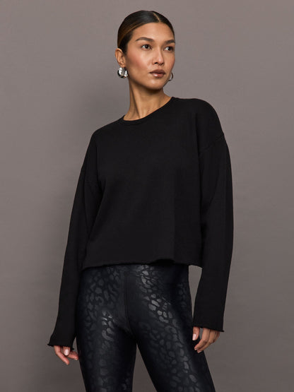 Carbon38 Crew Neck Sweatshirt in French Terry - Black
