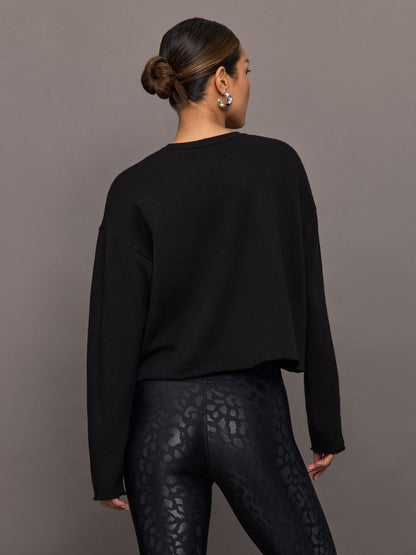 Carbon38 Crew Neck Sweatshirt in French Terry - Black