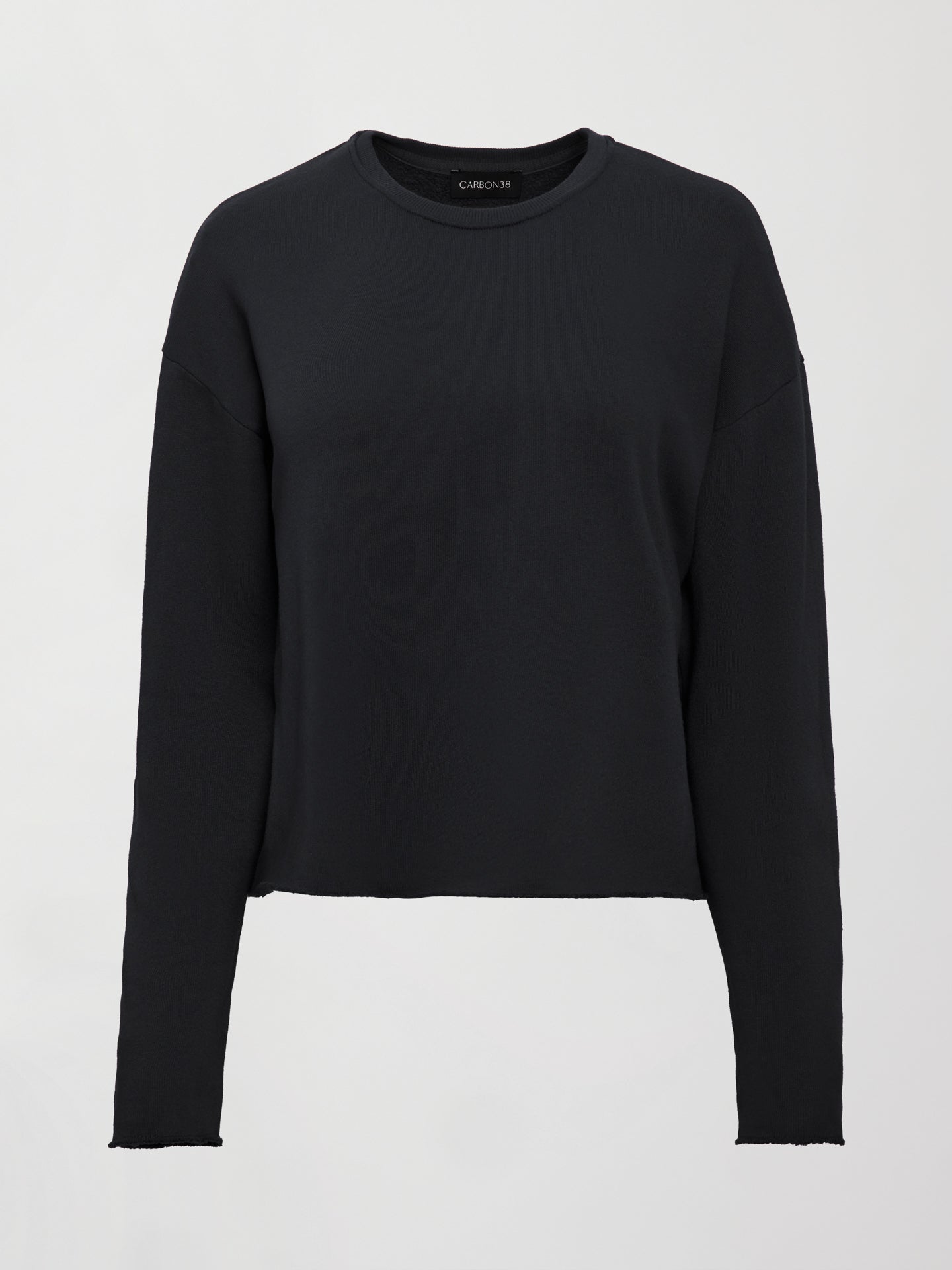 Carbon38 Crew Neck Sweatshirt in French Terry - Black