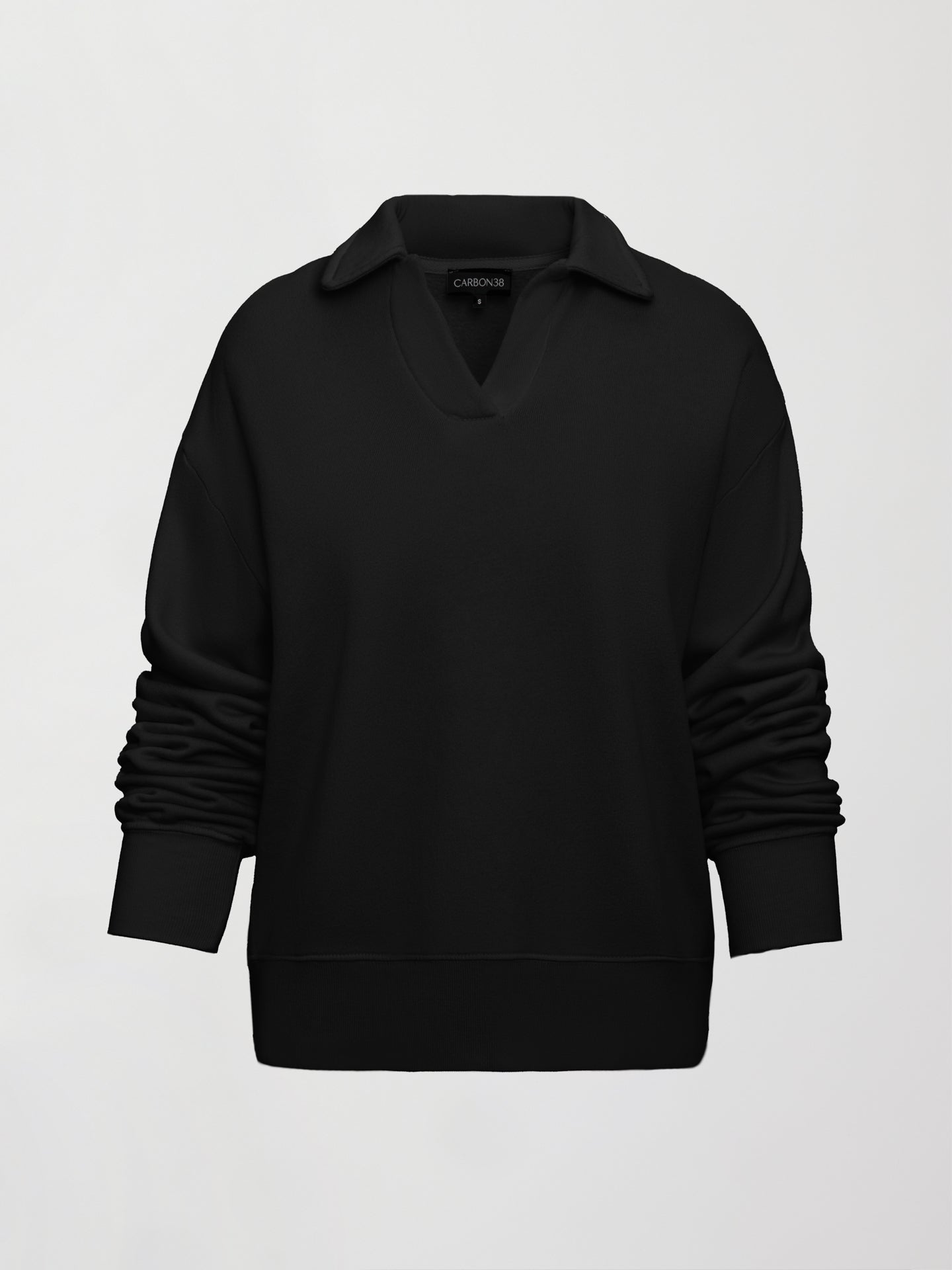 Carbon38 Johnny Collar Sweatshirt in French Terry - Black