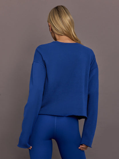 Carbon38 Crew Neck Sweatshirt in French Terry - Cobalt