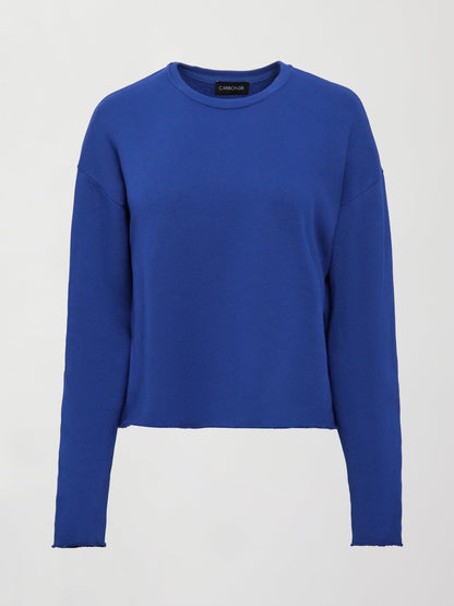 Carbon38 Crew Neck Sweatshirt in French Terry - Cobalt