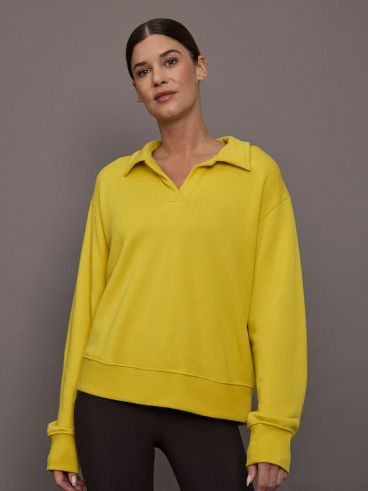 Carbon38 Johnny Collar Sweatshirt in French Terry - Mango Mint