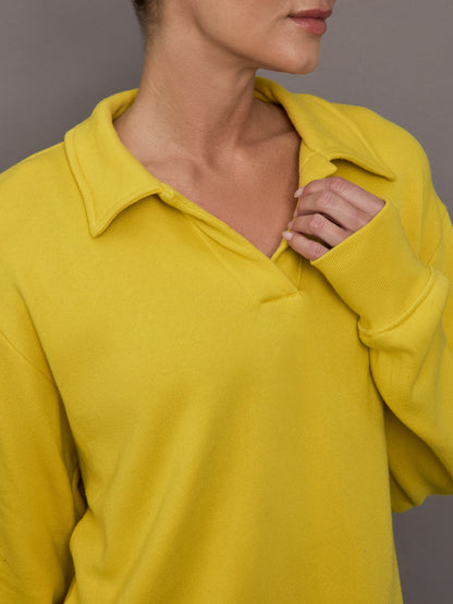 Carbon38 Johnny Collar Sweatshirt in French Terry - Mango Mint